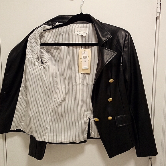 NEW! Anthropologie Nico Faux Leather Blazer XS - Picture 7 of 14